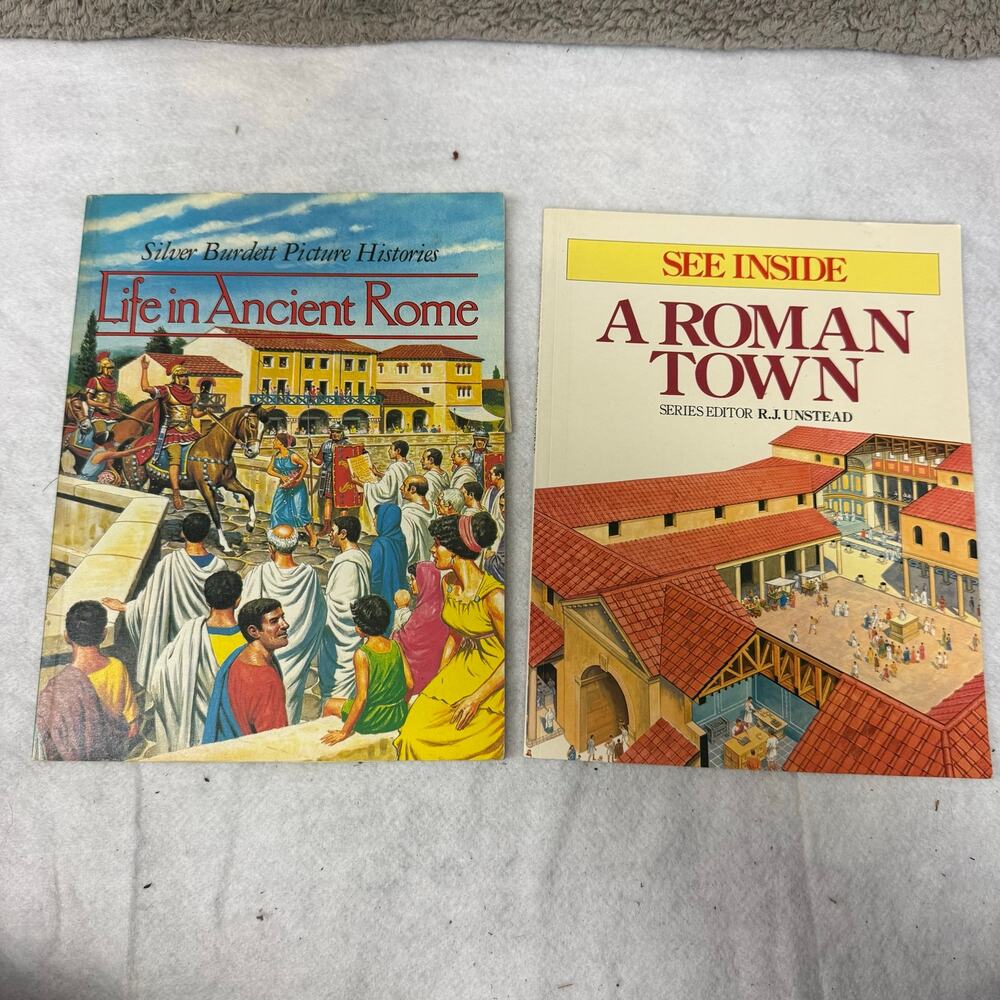 2 Books Ancient Rome Children's Kids See Inside Roman Town Picture Histories
